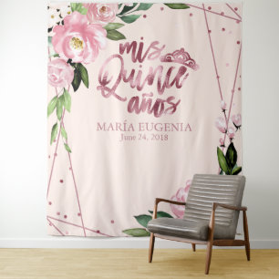 Tapete De Parede Quinceanera Rosa Gold Foil Cor-de-rosa Fundo Flora