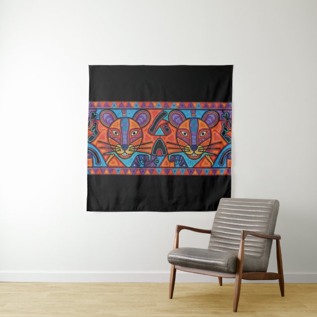 Tapete De Parede Radiant Spirit Animal Geometric Wall Tapestry (In Situ)