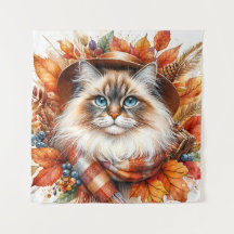 Ragdoll Cat No Outono Com Scarf