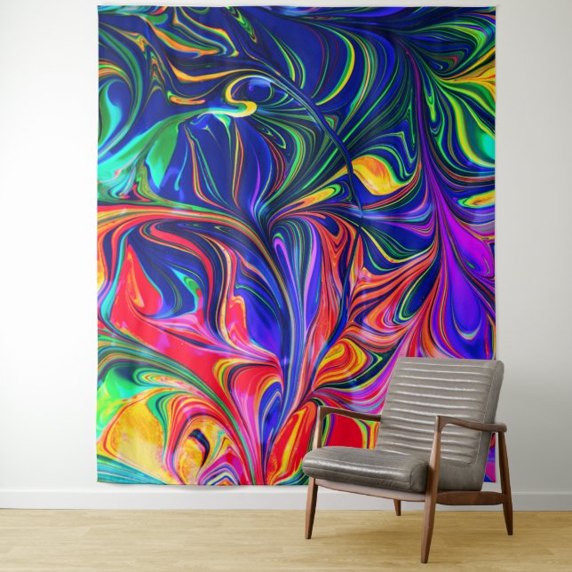 Tapete De Parede Rainbow Swirl Trippy Glow Stick (In Situ)