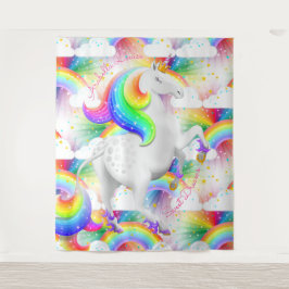 Tapete De Parede Rainbow Unicorn Personalizado Princesa