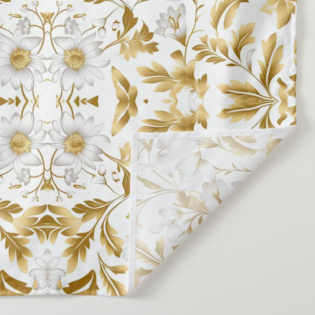 Tapete De Parede Ramificação Floral Dourada Bloqueante Em Fundo Bra (Detalhe)