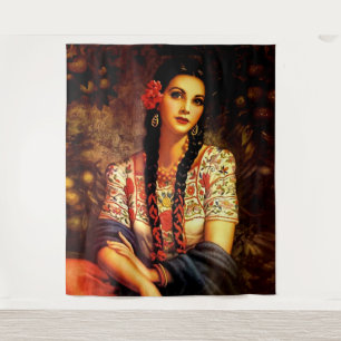 Tapete De Parede Rapariga mexicana com Braids longos