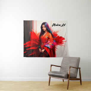 Tapete De Parede Rapariga quimono japonês Arte colorida de sangue v