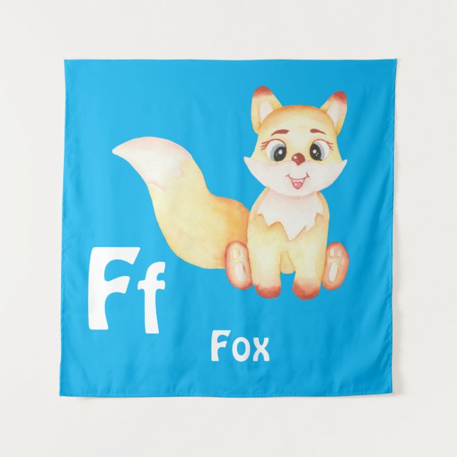 Tapete De Parede Raposa personalizar ABC: Letra F - Adicione seu no (Frente)