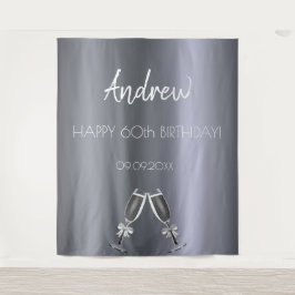 Tapete De Parede Raposa prateada de aniversário homens rapazes cinz