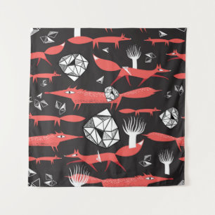 Tapete De Parede Raposa Vermelha: Fundo Escuro Invisível.