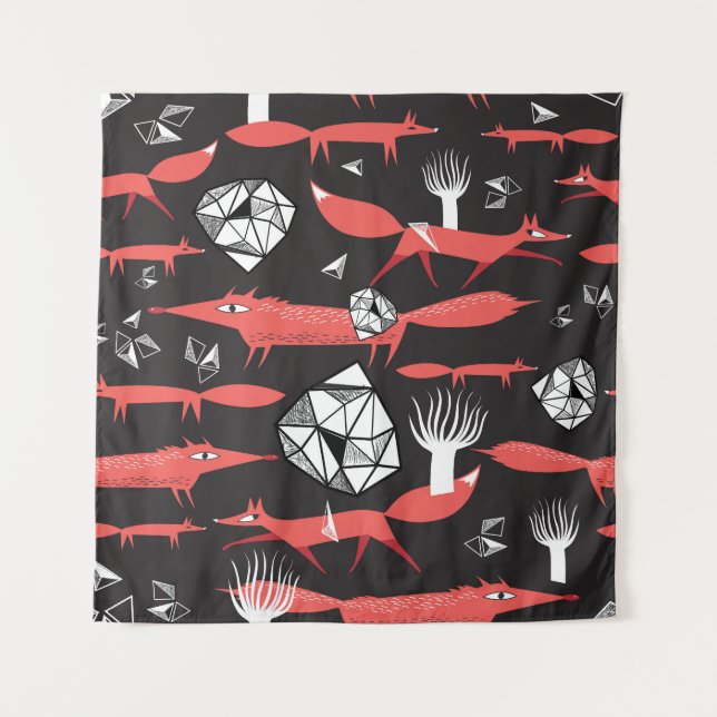 Tapete De Parede Raposa Vermelha: Fundo Escuro Invisível. (Frente)