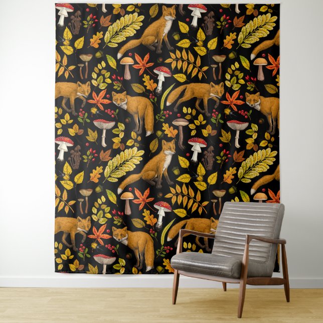 Tapete De Parede Raposas de outono em preto (In Situ)