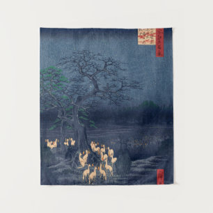 Tapete De Parede Raposas na Noite do Shrine Vintage Ukiyo-e Art Jap
