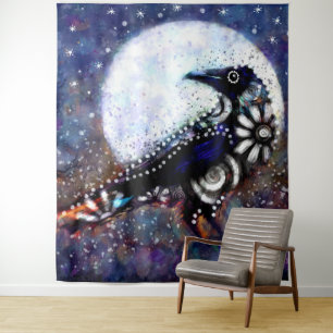 Tapete De Parede Raven Moon Floral Preto Branco Branco