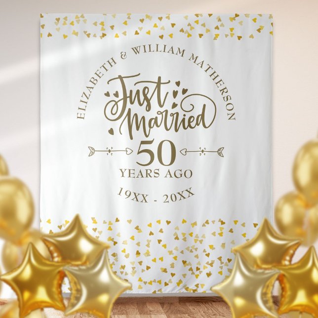 Tapete De Parede Recem casados 50º Aniversário de Casamento (Just Married 50th Wedding Anniversary Backdrop)