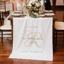 Tapete De Parede Recepção de Casamento Monograma Minimalista Dourad