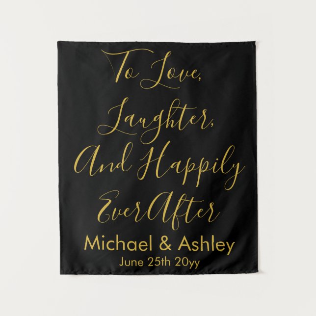 Tapete De Parede Recepção Dourada de Prop Preta de Plano de Casamen (Frente)