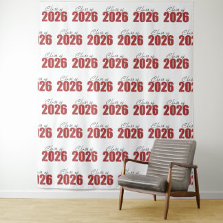 Tapete De Parede Red Glitter Class of 2026 Photo Backdrop
