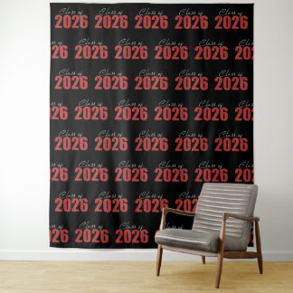 Tapete De Parede Red Glitter Class of 2026 Photo Backdrop