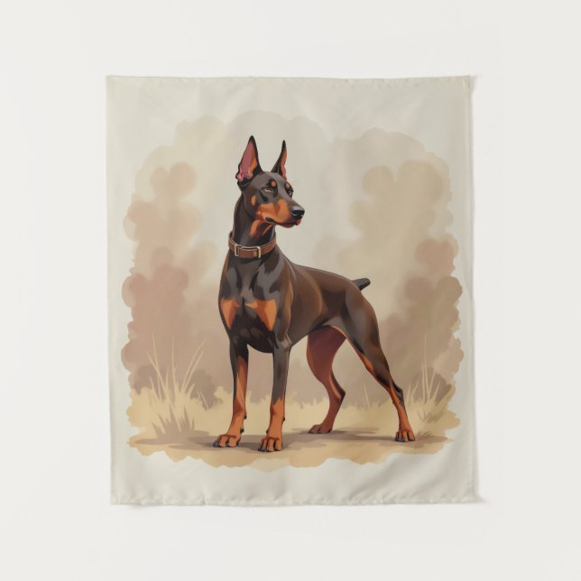Tapete De Parede Red Rust Brown Doberman Pinscher Dog (Frente)