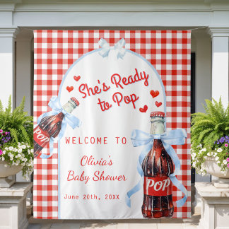 Tapete De Parede Red She's Ready to Pop Baby Shower Backdrop