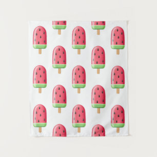 Tapete De Parede Red Strawberry Ice Cream Pattern