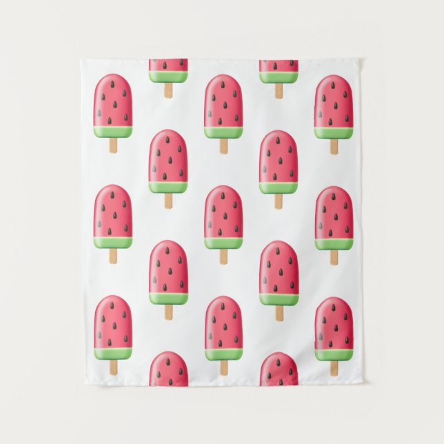 Tapete De Parede Red Strawberry Ice Cream Pattern (Frente)