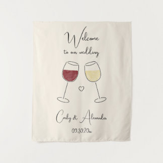 Tapete De Parede Red White Wine Glass Wedding Welcome