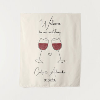 Tapete De Parede Red Wine Glass Wedding Welcome