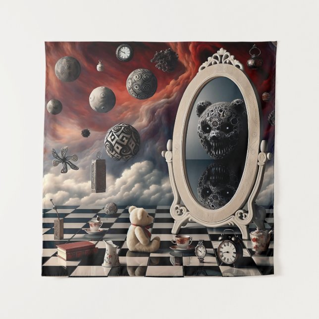 Tapete De Parede Reflexão Sinistra do Urso de Teddy (Frente)