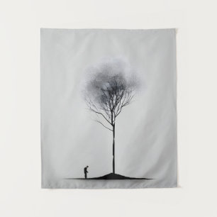 Tapete De Parede Reflexão Solitária Arte Negra e Branca Minimalista