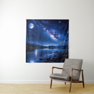 Tapete De Parede Reflexo da Via Láctea ao Luar — Paisagem Noturna d