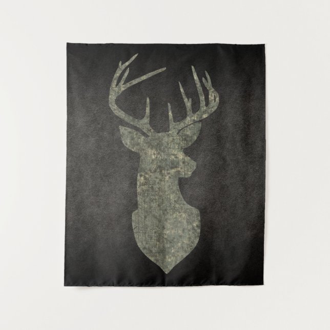 Tapete De Parede Regal Buck Trophy Deer Silhouette em Camouflage (Frente)