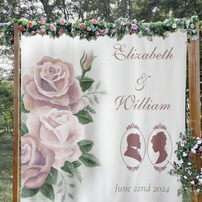 Tapete De Parede Regency Bridgerton Pink Roses Cameos (Criador carregado)