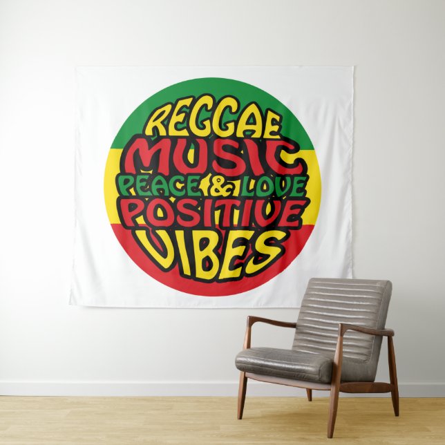 Tapete De Parede Reggae Music com afirmações positivas (In Situ (Horizontal))