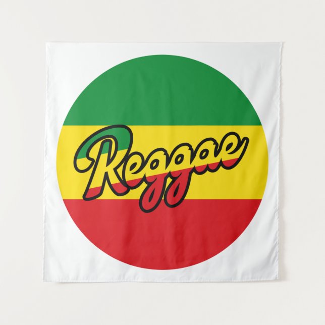 Tapete De Parede Reggae Música com cores de sinalizador reggae (Frente)