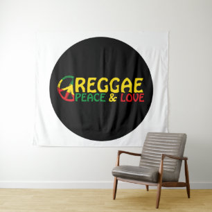 Tapete De Parede Reggage art com palavras positivas Peace and Love