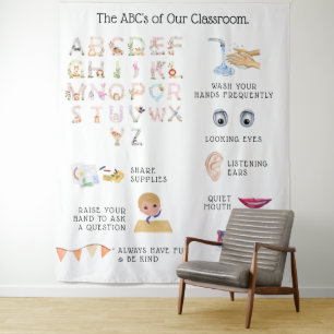 Tapete De Parede Regras de Aprendizado Educacional na Sala de Aula
