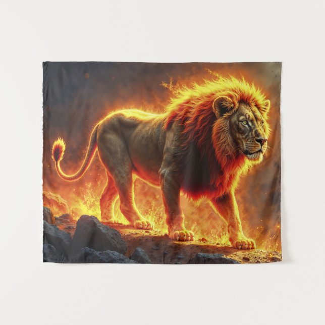 Tapete De Parede Rei das bestas Leão majestoso animal infernal (Frente (Horizontal))