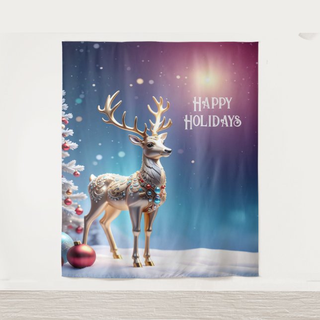 Tapete De Parede Reindeer Jewels Holiday Backdrop (Frente)