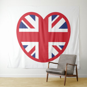 Tapete De Parede Reino Unido Union Jack Flag Heart