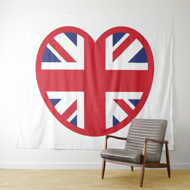 Tapete De Parede Reino Unido Union Jack Flag Heart (In Situ (Horizontal))