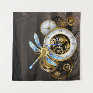 Tapete De Parede Relógio Steampunk com Dragonfly Mecânica
