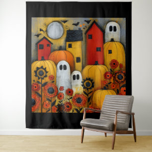 Tapete De Parede Remendo de Halloween de Arte Popular Caprichosa