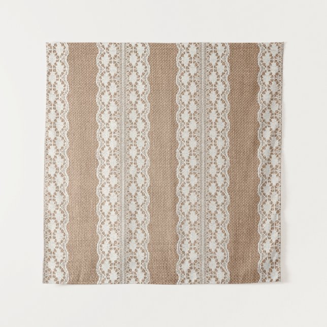 Tapete De Parede Renda Off-White: Textura de aniagem (Frente)