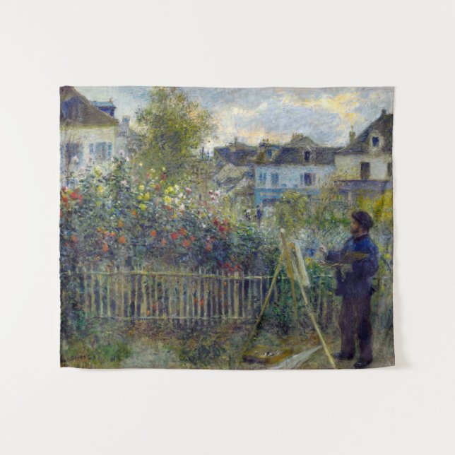 Tapete De Parede Renoir - Claude Monet Pintura em seu Jardim (Frente (Horizontal))
