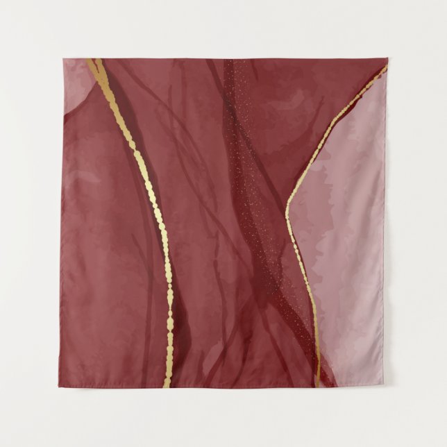 Tapete De Parede Resin art, dark red marsala abstract background. E (Frente)