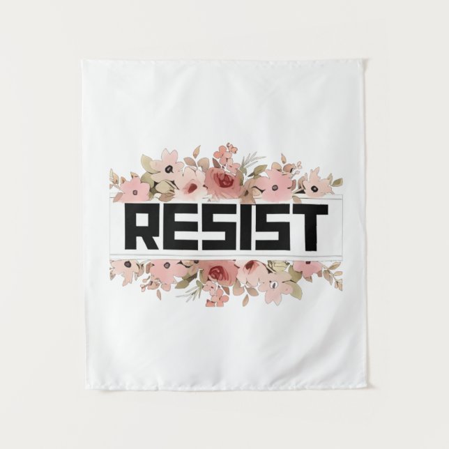 Tapete De Parede RESIST: Protesto Político Anti-Trump Floral (Frente)