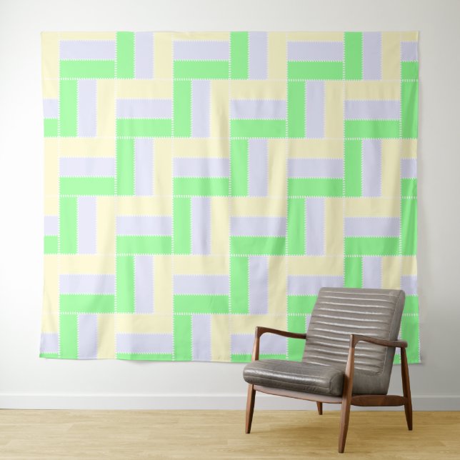 Tapete De Parede Retângulos de Pastel Linhas Brancas Padrão (In Situ (Horizontal))