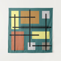 Retângulos do meio século quadrados Teal multicolo