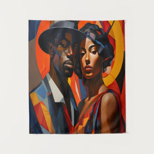 Tapete De Parede Retrato Casal-Cubismo-Abstrato Negrito - Arte Mode