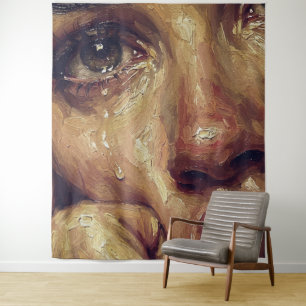 Tapete De Parede Retrato Choroso Pintura a Óleo — Textura Emocional