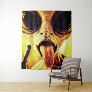 Tapete De Parede Retrato de Alien Jovial em Tinta a Óleo